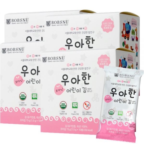 광천김제2공장 밥스누 우아한 오가닉 어린이김 미니 무조미 15g