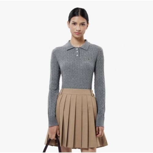 라코스테 LACOSTE 여성 케이블 긴팔 폴로 스웨터 AF207E-55N CCA AF207E-55NCCA 166408