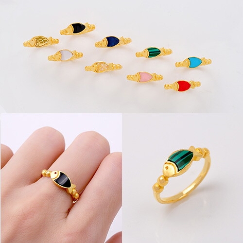 혼골드모아 골드모아 순금 [컬러빔 물고기] 반지 3.75g