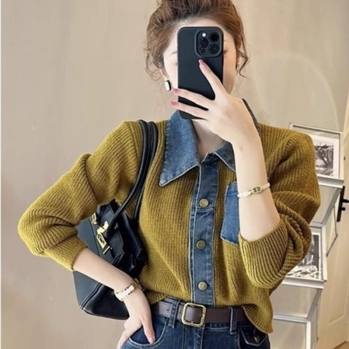 퀸즈 데님카라 도톰가디건 KYR-WFK4Z8F