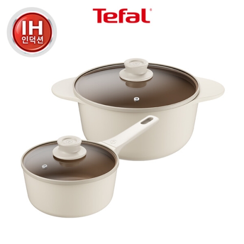 테팔  인덕션 주물 아이콘 오트밀크 냄비 2종 (편수18+곰솥24)