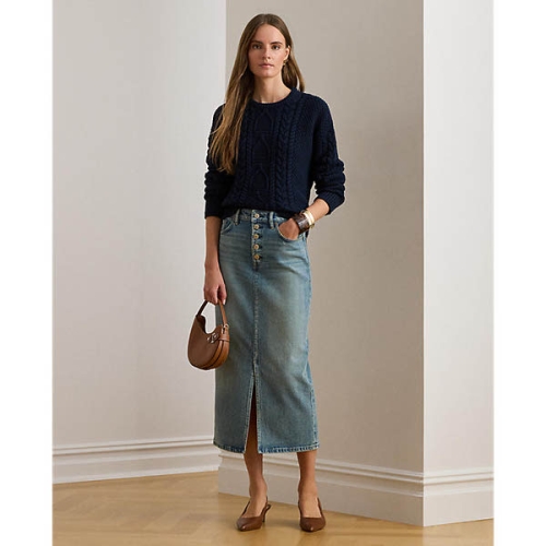 폴로랄프로렌 여성 데님 펜슬 미디 스커트 WMLRSKTS6H20294410