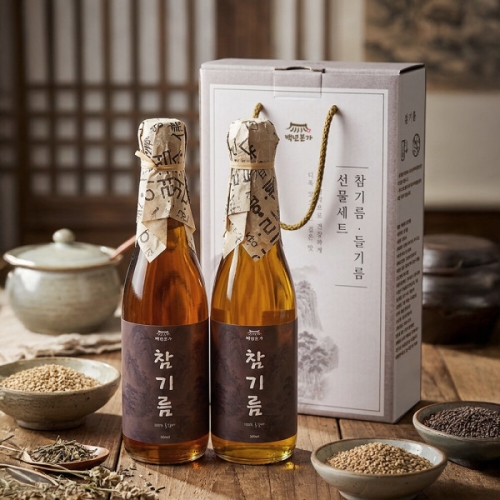 참담 백년본가 통참깨 참기름 350ml 2병 선물세트