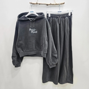 에꼴리에 시흥모다 주니어 피그먼트 크롭 후드티+와이드팬츠 셋업 26OT753+754_SH1