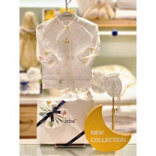 압소바 출산선물 용용 텐셀 배냇저고리 손발싸개 2종세트 Q2AZA10101