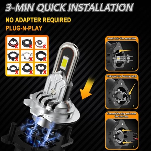 헤드 2개 터보 H7 LED 하이 로우 빔 램프 캔버스 에러 프리 자동차 라이트 CSP 칩 주행등 1600000LM