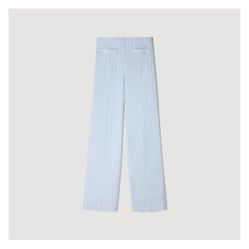 산드로 SANDRO Pantalon A rayures et sequins Bleu Ciel_SFPPA01872