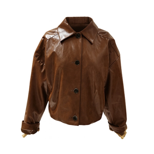 레코브 2컬러 인조가죽 크롭 자켓 LC21DXJK006X