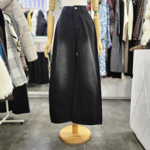 밸리걸 워싱 와이드 데님 팬츠 617230