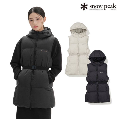 스노우피크 어패럴 최초가티피코 여성 후드 벨티드 다운 베스트 캠핑룩 S24WWTDV03-BS-L