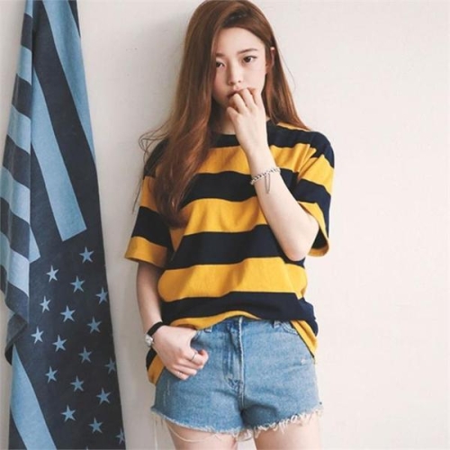 오노마 ONM 릴렉스 스트라이프 배색 반팔 티셔츠 OI-A200110 S10174224