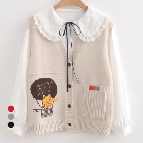 KARRA 싱글포켓브이넥베스트_A5W0872