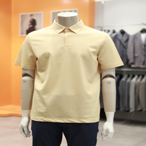 바쏘옴므 S/S 옐로우 면혼방 솔리드 반팔 카라넥 티셔츠 BSZ2KT26AYE