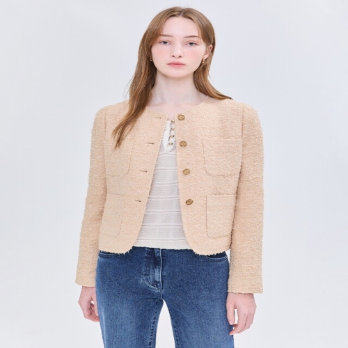 질스튜어트뉴욕 여성 베이지 포켓 트위드자켓 WJJA5B210I2