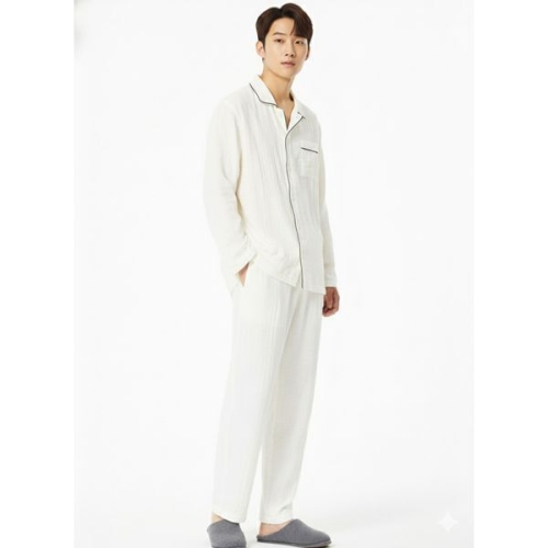 JAJU 아이보리 남 더블 코튼 파자마 세트 J214401109 Ivory XL