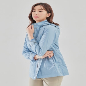 올포유 모델착장 여성 후드 탈착 체크 배색 점퍼 AWJUL1471-920