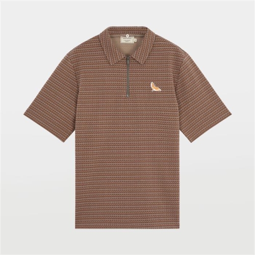 메종키츠네 요가 폭스 남녀공용 하프 집업 반팔 티셔츠 EM00204KJ0023 BR