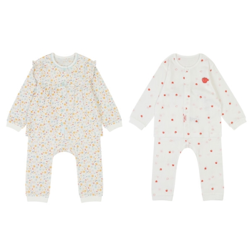 압소바 백일 아기유아내복 러블리 여아 내복 2종세트 AZA10385S2