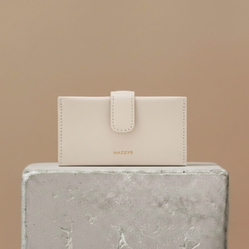 헤지스 여성 아이보리 소가죽 슬림 카드지갑 홀더 HIHO6E031IV