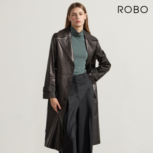 로보 이태리 돌체원피 램스킨 싱글 트렌치코트