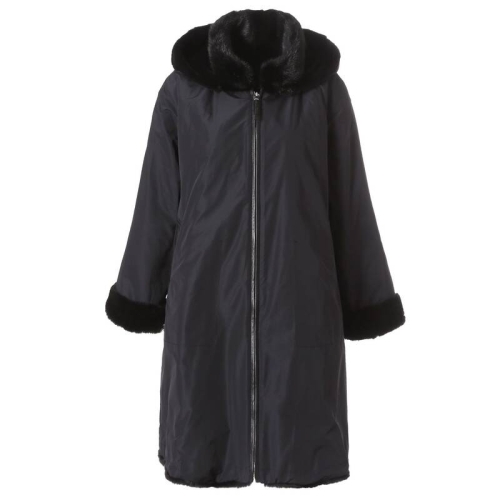마담포라 블랙 후드 탈부착 밍크 위즐 하프 코트MB4FH604A