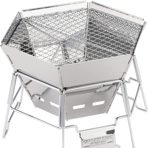 캡틴스태그  Captain Stag UY-7020 헥사 스테인레스 스틸 2-in-1 화덕 바베큐 그릴