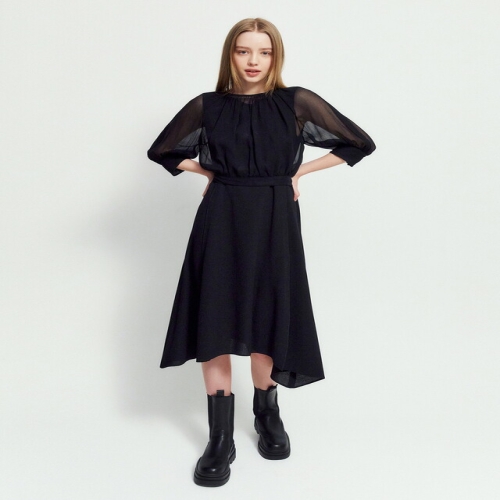 질스튜어트 뉴욕 여성 블랙 레이어드 7부소매원피스 WJDR5B700BK