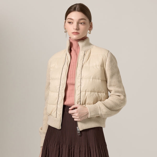 요이츠 니트 배색 숏 패딩 자켓_YH11WQWPD33