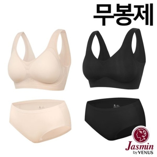 자스민 by 쿨터치 젤리퓨징 패드고정 심리스 누디 브라탑팬티2종JBA035S/M/L