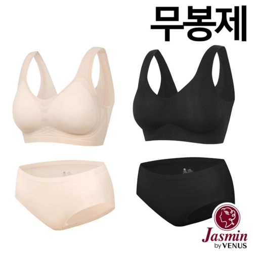 자스민 by 쿨터치 젤리퓨징 패드고정 심리스 누디 브라탑팬티2종 JBA035 S/M/L