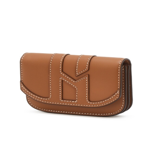 헤지스 여성 브라운 이니셜로고 소가죽 카드지갑 HIHO6E560W2