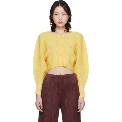 이세이미야케 가디건 옐로우 골지 플리츠 재뉴어리 가디건 261941F095014