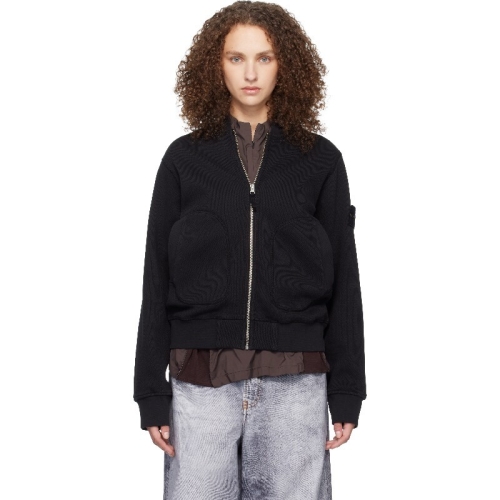 스톤아일랜드 후드 블랙 6100014 오가닉 플리스 트랙 재킷 261828F097006