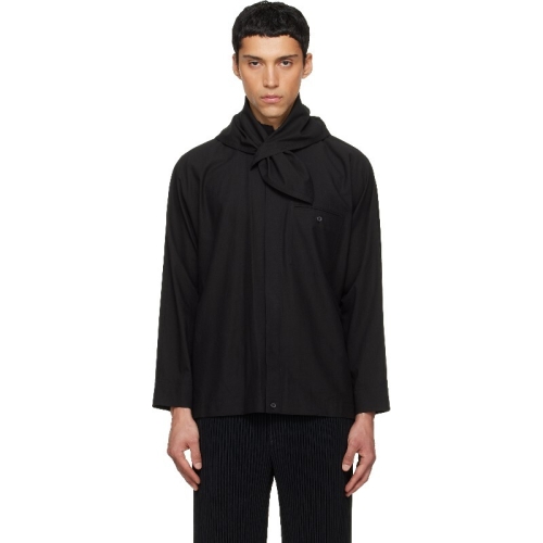 옴므 Homme Plisse Issey Miyake 남성 블랙 스트림라인 셔츠 261729M192024