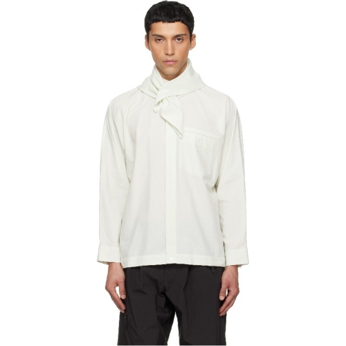 옴므 Homme Plisse Issey Miyake 남성 그린 스트림라인 셔츠 261729M192025