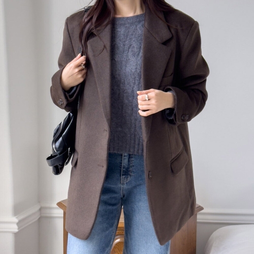 나야홍 빅사이즈 601 보온좋은투버튼울자켓 DRDX060