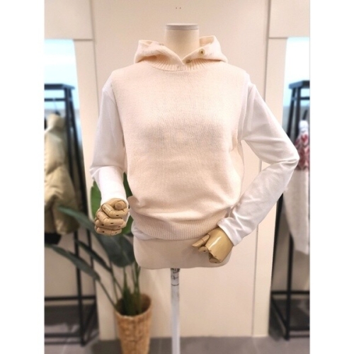 미스칸트 버튼 후드 니트 조끼 아이보리 KOVTQ201IV