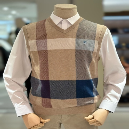 닥스 남성 울혼방 빅체크 베스트_DMP1SWVE201I1