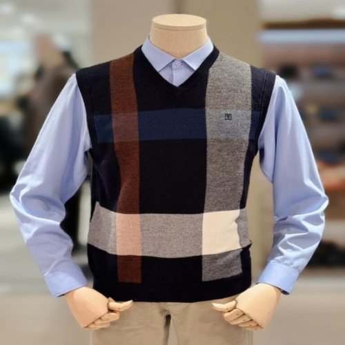 닥스 남성 울혼방 빅체크 베스트_DMP1SWVE201N1