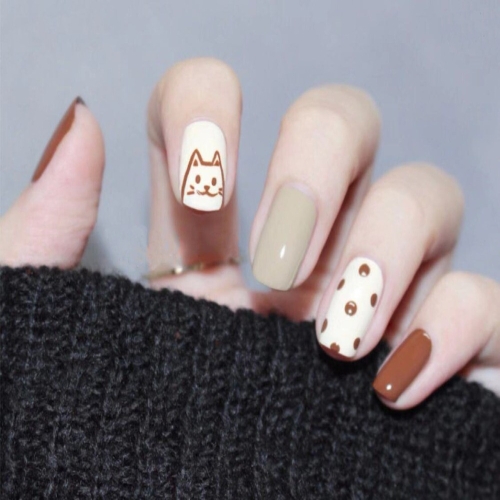 유니스뮬라 네일팁 머드 와인색 심플 라운드팁 숏팁 U-226