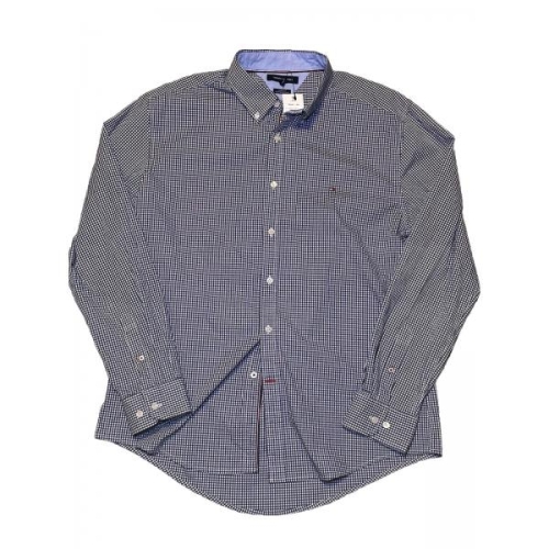 타미힐피거 14534867 네이비 블루 체크 긴팔 캐주얼 드레스 셔츠 남성 XL 새상품 프로모션 있음