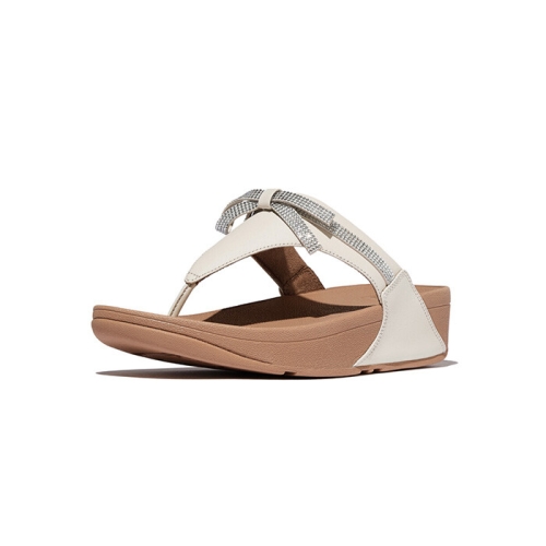 핏플랍 여성 루루 글리츠 보우 가죽 샌들 E1G-A99