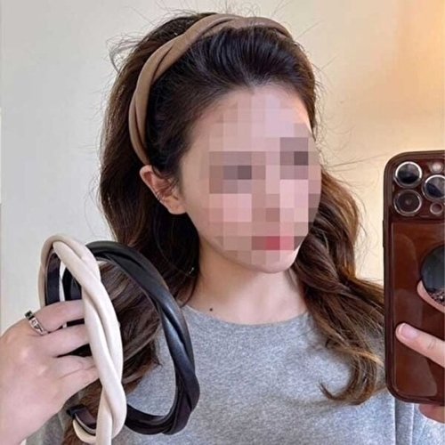 크로스 밴드 PU가죽 헤어띠 머리띠 헤어 3컬러 트위스 KYR-WD81549