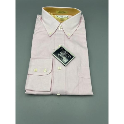 버버리 14537342 새상품 재고 상품 남성 긴 소매 레이스 100% 빈티지 핑크 셔츠 16-39 미국 포커 있음