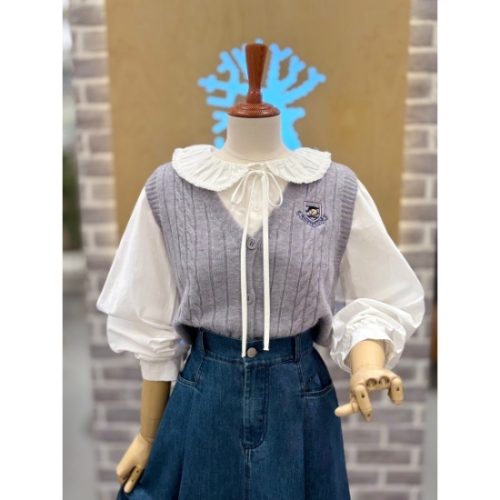 레코브 자수 꽈배기 니트베스트 LC31F3KV502X