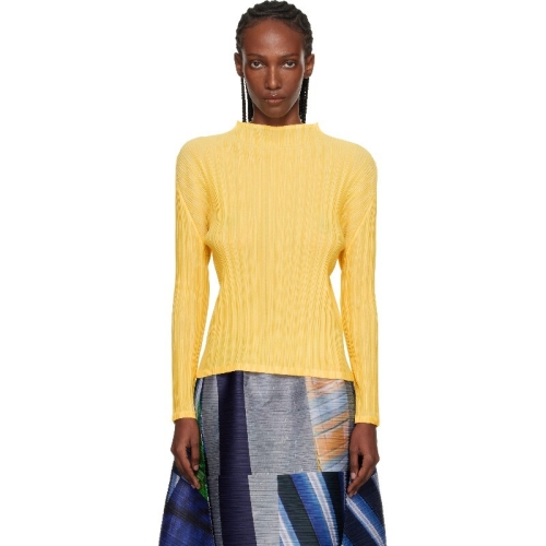 이세이미야케 터틀넥 옐로우 골지 플리츠 재뉴어리 탑 261941F110014