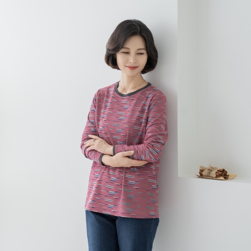 마담4060 엄마옷 스페이스바나염 중년여성 데일리 티셔츠-RTE2601054