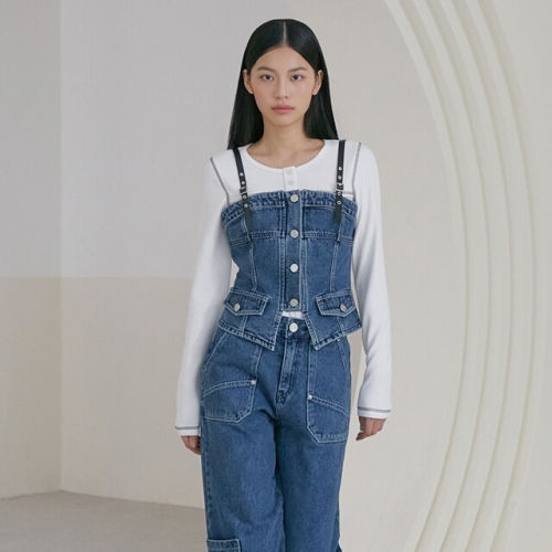 에고이스트 여성 비죠 끈 포인트 슬림핏 데님 뷔스티에 ER1DV260