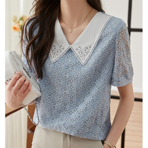 기타 패션시그널클로버펀칭 나비카라넥 블라우스 56E5D2