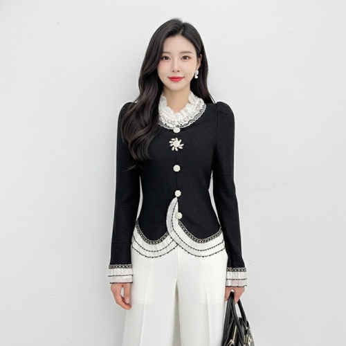 금찌 엔조니 트위드 프릴 니트 ST8034T